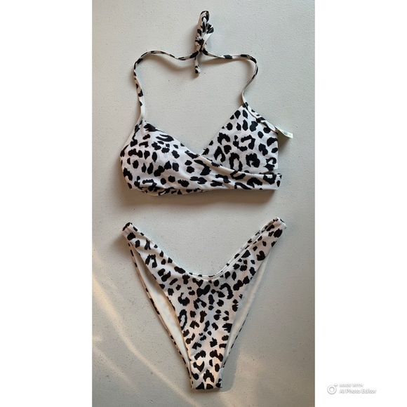 Aerie XS Bikini Set Animal Print Wrap Scoop Top + Cheekier Bottom NWT - Picture 1 of 16